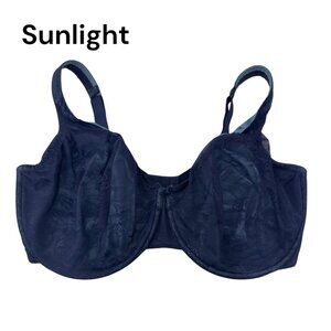 Cacique Women Navy Blue Lace Underwire Minimizer Bra Size 40I Adjustable Straps